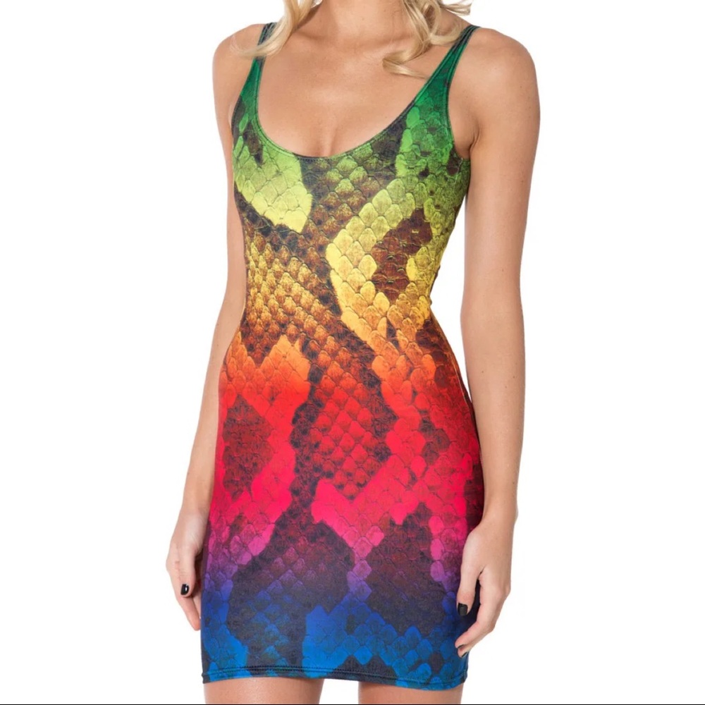 Blackmilk Snake Skin Rainbow Dress Bodycon